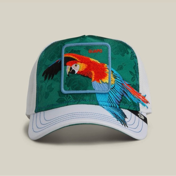 Goorin Bros "Honduras Macaw" Parrot Bird GUAPO Embroidered Hat White Green NWT - Picture 2 of 9